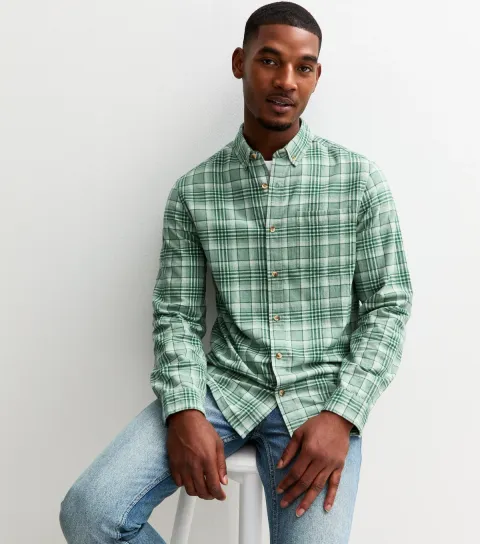 Women's Green Regular Fit Long Sleeve Checked Oxford Shirt