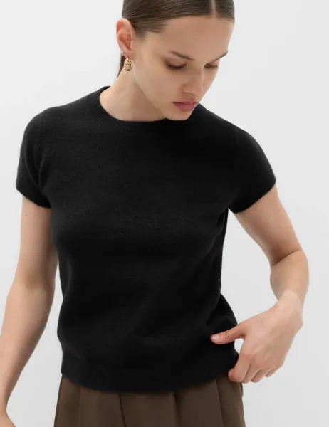 Marks & Spencer Crew Neck Short Knitted Top With Wool