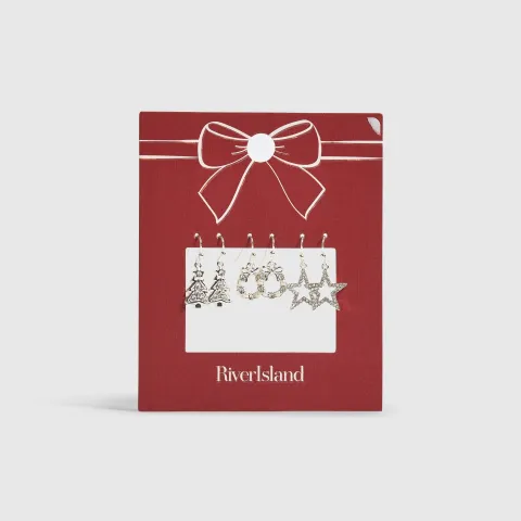 River Island Tree Drop Pack Of 3 Earrings