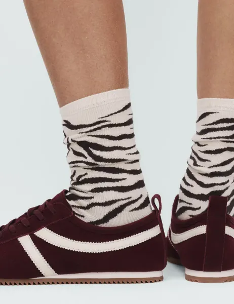 Marks & Spencer 2 Pack Animal Print Crew Socks Brown Mix