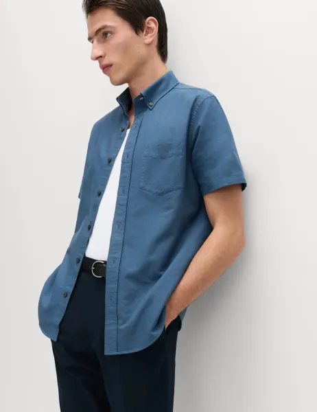Marks & Spencer Ultimate Pure Cotton Oxford Shirt Blue