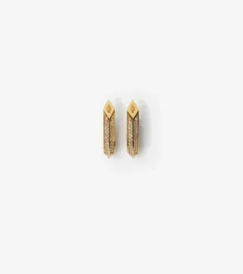 Hollow Spike Pavé Earrings in Gold/clear