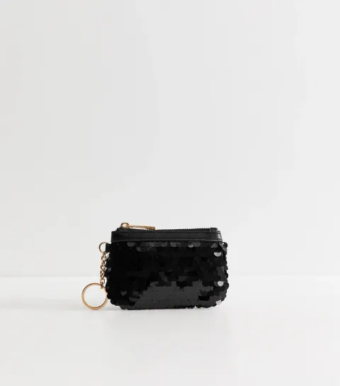 New Look Black Sequin Embellished Coin Purse