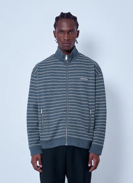 Striped Cotton Fleece Jacket