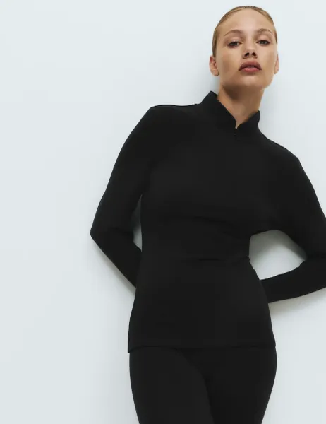Marks & Spencer Heatgen Maximum Thermal Funnel Neck Top Black