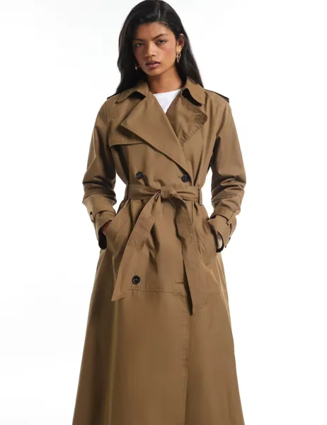 River Island Cotton Rich High Neck Trench Coat