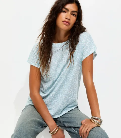 Women's Blue Ditsy Grown On Tee