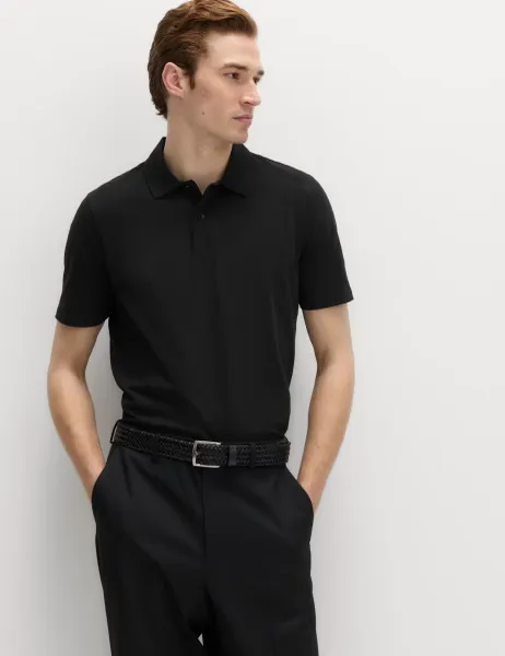 Marks & Spencer Pure Cotton Jersey Polo Shirt Black