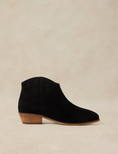 White Stuff Wide Fit Suede Ankle Boots Black