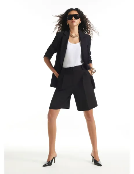 River Island Regular Fit Collarless Blazer Black