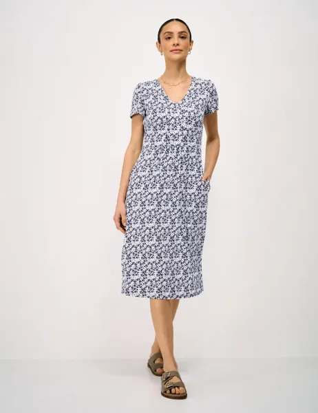 Jersey Floral Midi Tea Dress Navy Mix