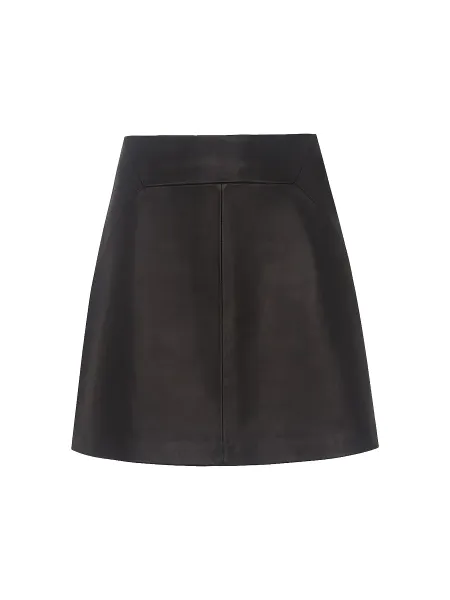 Whistles Leather A-Line Midi Skirt