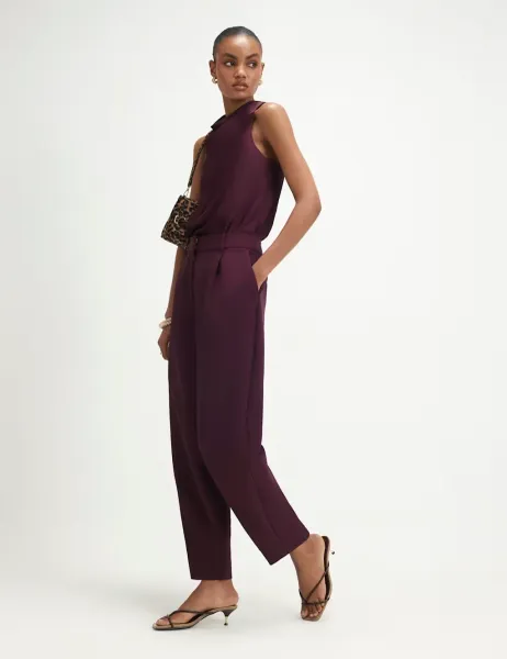 River Island Pleated Barrel Leg Trousers Purple