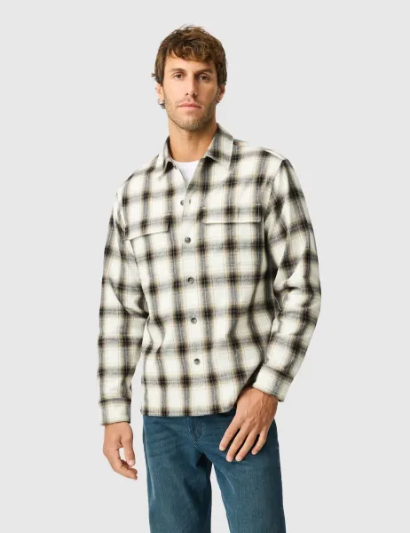 Rodd & Gunn Powell Bay Pure Cotton Checked Overshirt Light Grey Mix