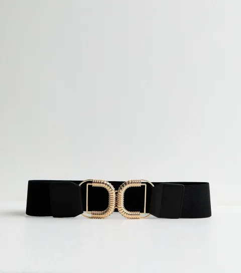 Black Stretchy Gold Buckle Belt
