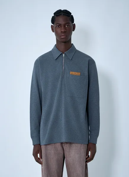 Double Cotton Melange Polo Shirt