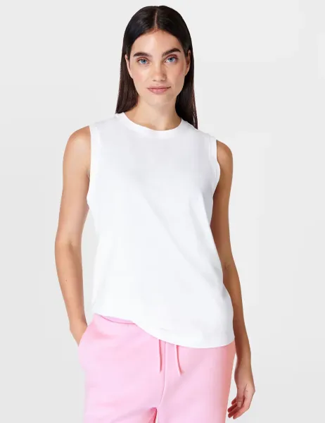 Sweaty Betty Essential Cotton Rich Crew Neck Vest Top White