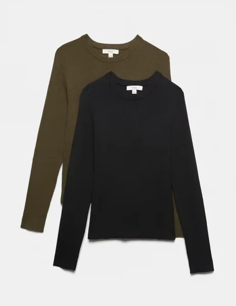 Marks & Spencer 2 Pack Ribbed Slim Fit Jumpers Multi