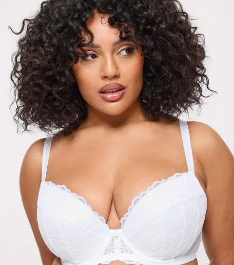 Women's White Lace Plunge Bra
