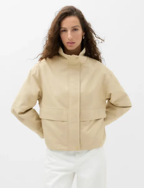 Marks & Spencer Cotton Rich Funnel Neck Parka Coat Beige