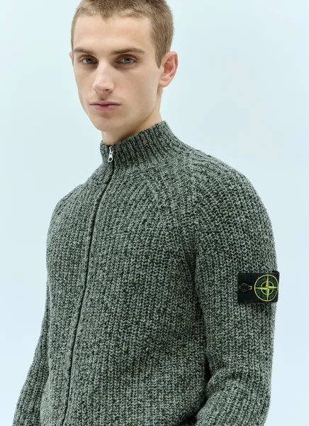 Zip-Up Knit Sweatshirt