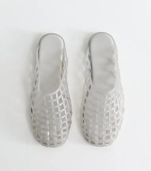 Women's Grey Lattice Jelly Mules