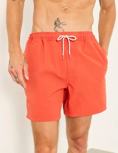 FatFace Seersucker Swim Shorts Orange