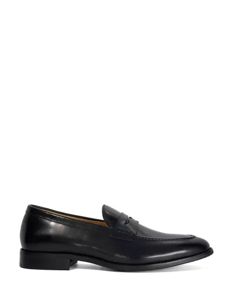 Dune London Wide Fit Leather Slip On Loafer Black
