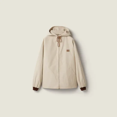 Single-breasted Panama cotton caban jacket