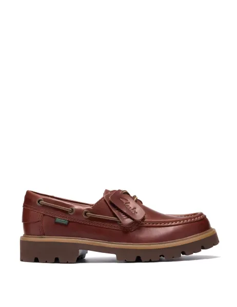 Clarks Leather Boat Shoes Brown