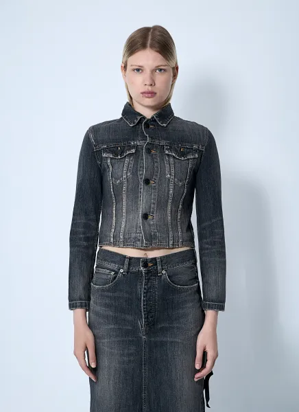 Lace-Up Denim Jacket