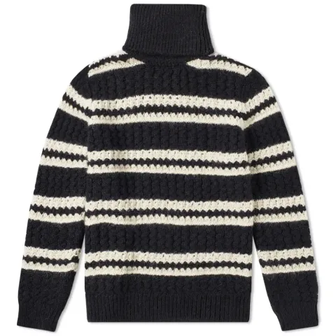Chunky Stripe Roll Neck Knit