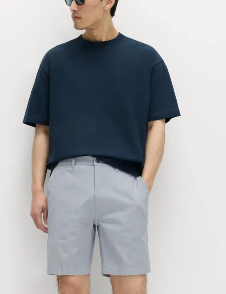 Marks & Spencer Half-Elasticated Waist Chino Shorts Blue Mix