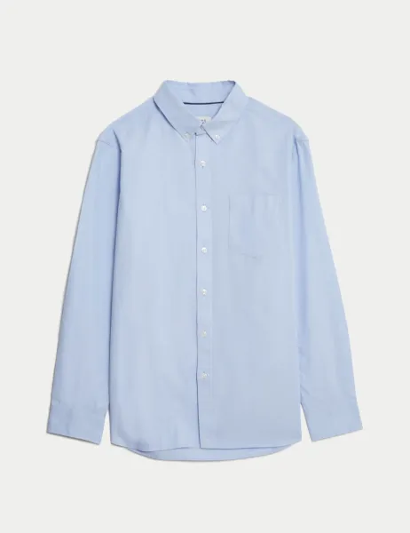 Marks & Spencer Cotton Rich Oxford Shirt Chambray