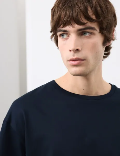 Autograph Pure Supima Cotton Performance Crew Neck T-shirt Dark Navy