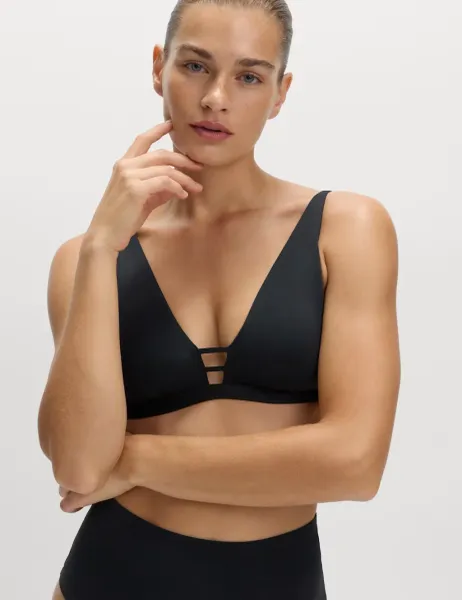 Marks & Spencer Sculpt Plunge V-Neck Bikini Top Black