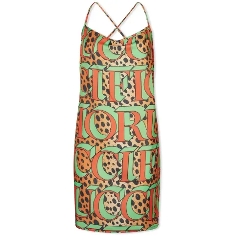 Leopard Logo Slip Dress