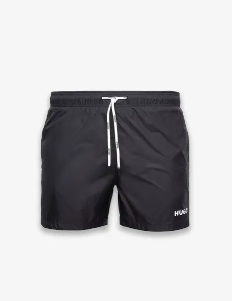 HUGO HAITI Logo Print Swim Shorts Black