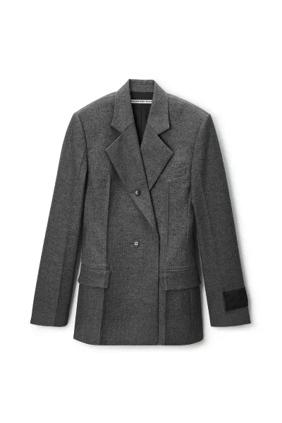 TWEED BUTTON-DETAIL BLAZER