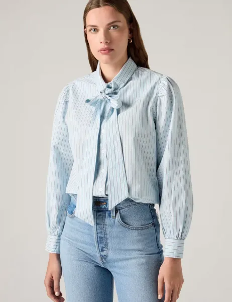 Levi's Levi's Pure Cotton Striped Tie Neck Shirt