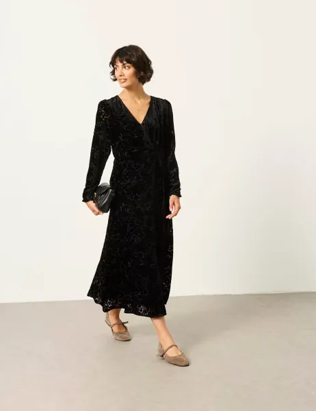 FatFace Embroidered V Neck Devoree Midi Tea Dress
