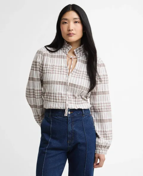 Hinton Gingham Ruffled Blouse