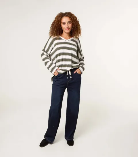 Women's Dark Blue Elasticated Waist Jeans