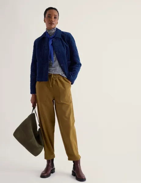 Seasalt Cornwall Corduroy Textured Collared Short Jacket Dark Blue
