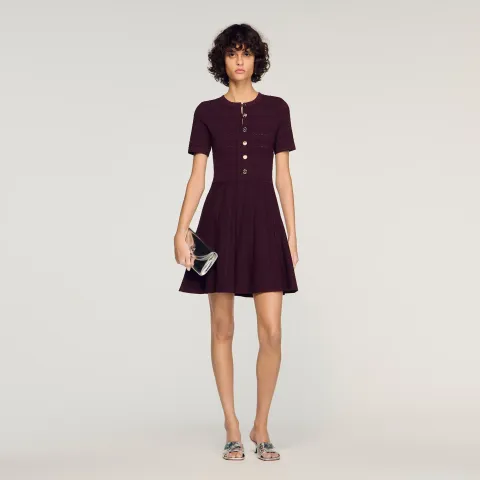 Short pointelle knit dress