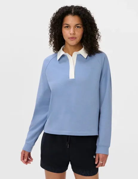 Sweaty Betty Revive Cotton Rich Relaxed Sweatshirt Blue Denim