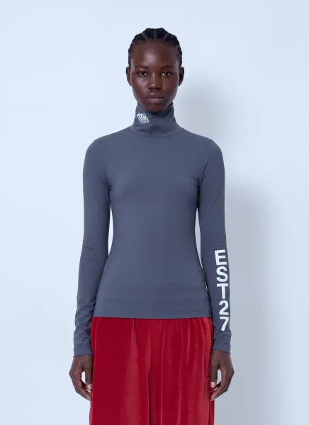 Lacoste Runway High Neck Printed Stretch T-shirt