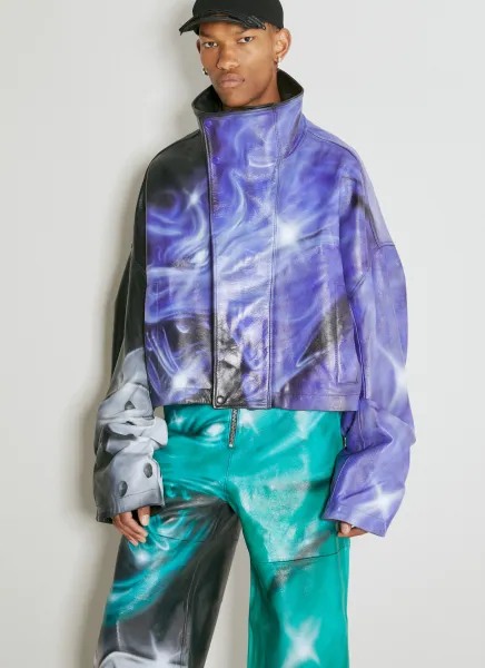 Oversized High Neck Leather Jacket