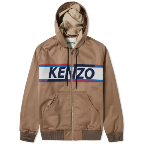 Knitted Logo Hooded Canvas Jacket