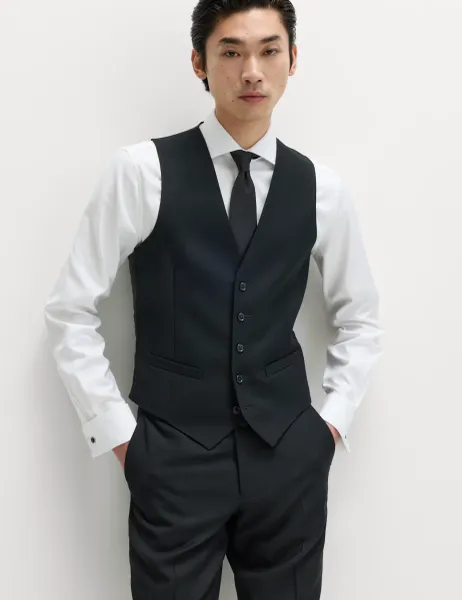 M&S SARTORIAL Premium Pure Wool Waistcoat Black